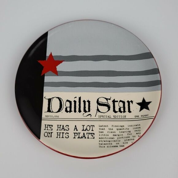 Dept. 56 Ceramic 6" Newspaper Daily Star Snack Dessert Appetizer Plates - Picture 2 of 7